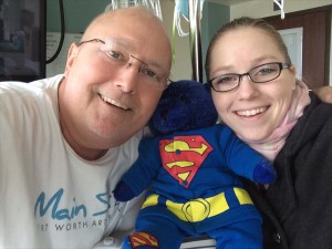 My youngest daughter brought me a teddy dressed as Superman. I named him "baby Jack Jack" from The Incredibles. I love it!