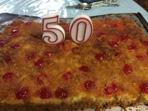 One of my favorite cakes: good old fashioned upside down pineapple cake! Yum.