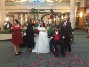 John and Lindsey with loved ones. The wedding was held in one of the big open spaces of MD Anderson. Very touching ceremony.